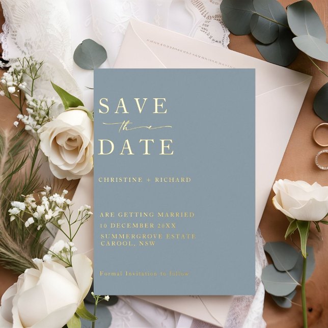 Minimalist Dusty Blue Wedding Save the Date (Creator Uploaded)