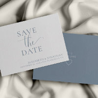 Minimalist Dusty Blue Wedding Save The Date Card