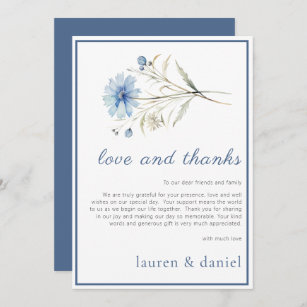 Minimalist Dusty Blue Wedding Thank You Card