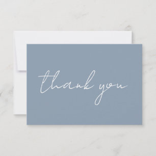 Minimalist Dusty Blue Wedding Thank You Card