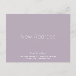 Minimalist Dusty Lilac Moving Announcement Postcard