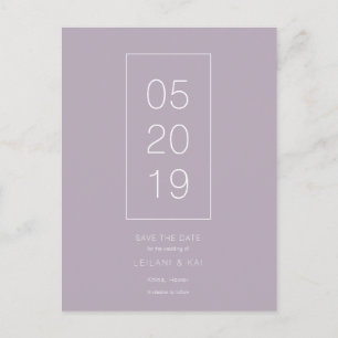 Minimalist Dusty Lilac Save the Date Postcard