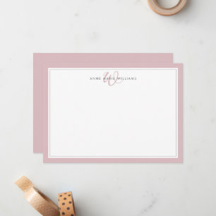 Minimalist Dusty Lilac Two Border Monogram Card