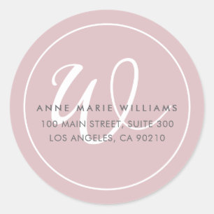 Minimalist Dusty Lilac White Border Monogram Classic Round Sticker