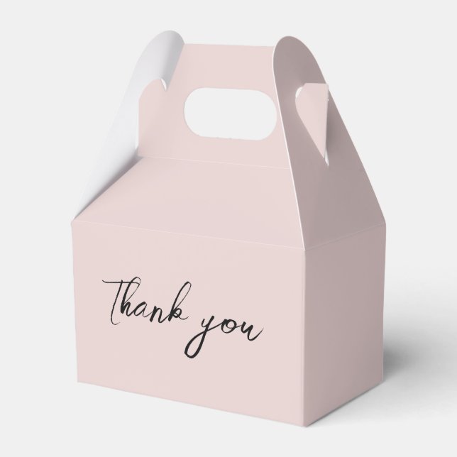 Minimalist Dusty Pink Calligraphy Script Thank you Favour Box (Front Side)