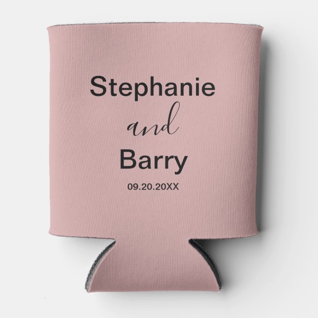Minimalist Dusty Pink Custom Wedding Can Cooler (Front)