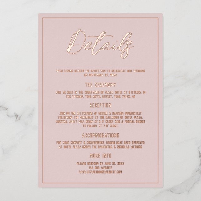 Minimalist Dusty Pink Details Real Gold Wedding (Front)