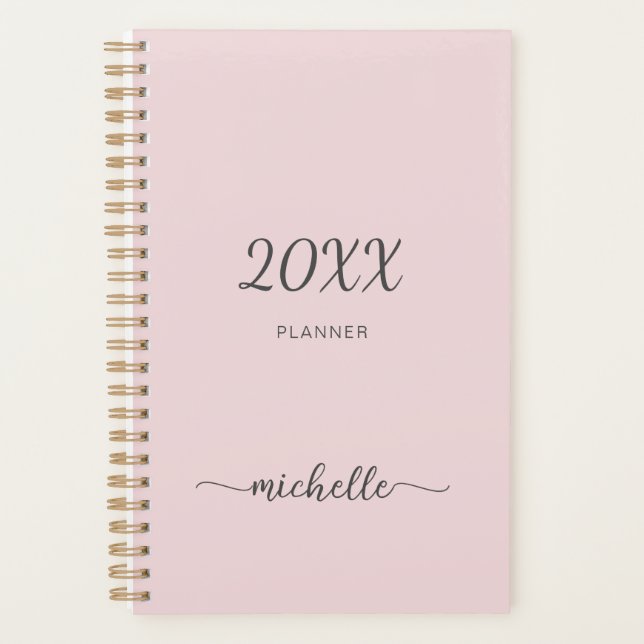 Minimalist Dusty Pink Monogram Name 2023 Planner (Front)