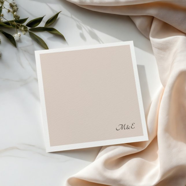 Minimalist Dusty Pink Monogram Wedding Napkins (Creator Uploaded)