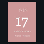 Minimalist Dusty Pink Script Wedding Custom  Table Number<br><div class="desc">Elegant Dusty Pink with white font Script Personalised Table Number Card</div>