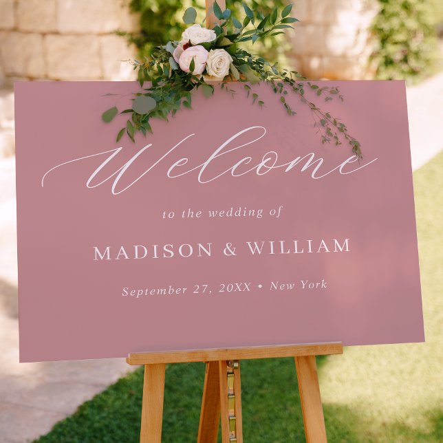 Minimalist Dusty Pink Script Wedding Welcome Sign (Creator Uploaded)
