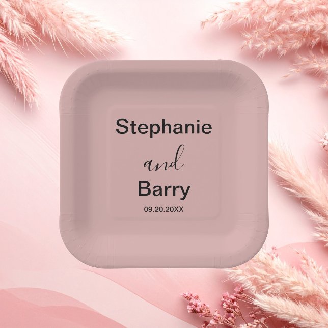 Minimalist Dusty Pink Wedding Paper Plate (Creator Uploaded)