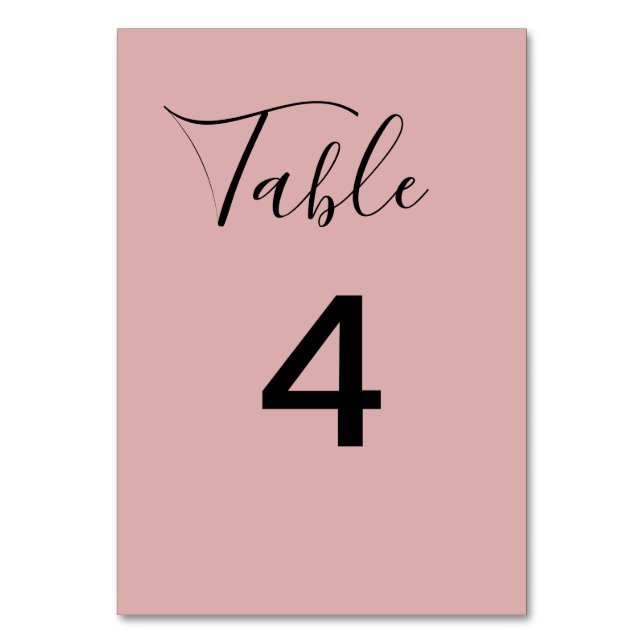Minimalist Dusty Pink Wedding Table Number (Front)
