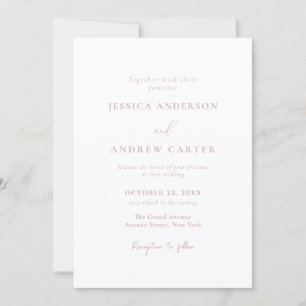 Minimalist Dusty Pink & White Simple Wedding Invitation