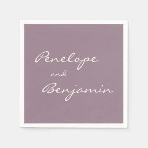 Minimalist Dusty Purple Script Wedding Custom Napkin