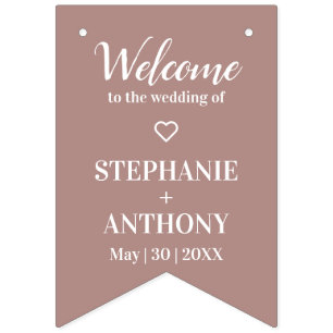 Minimalist Dusty Rose and White Wedding Bunting