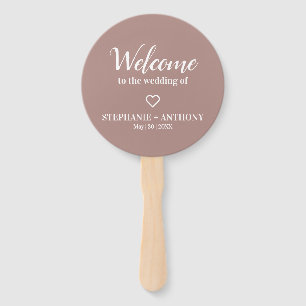 Minimalist Dusty Rose and White Wedding Hand Fan