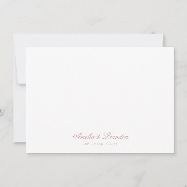 Minimalist Dusty Rose Calligraphy Script Wedding Card (Front)