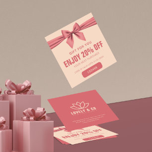 Minimalist Dusty Rose Cream Beauty Discount Card