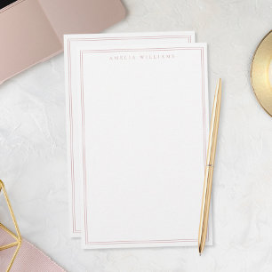 Minimalist Dusty Rose Monogram Two Border Stationery