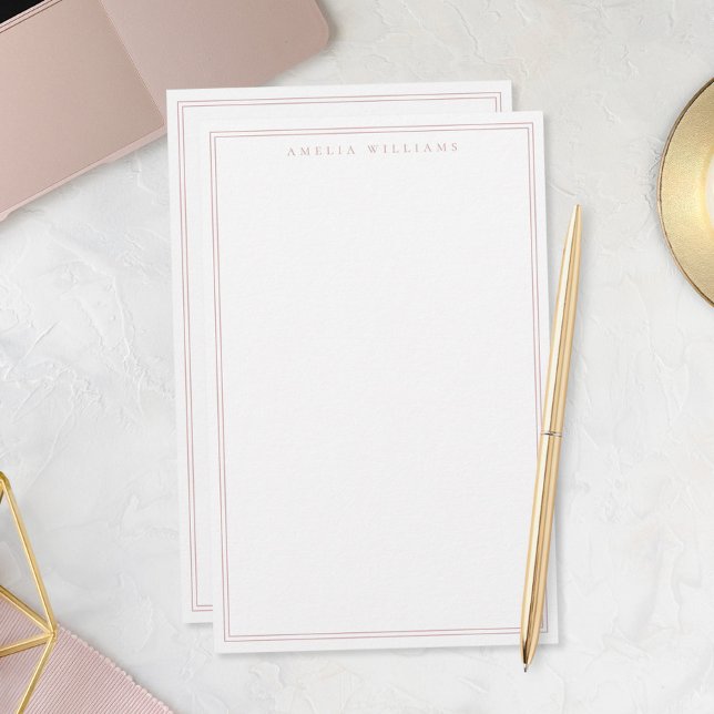 Minimalist Dusty Rose Monogram Two Border Stationery (Creator Uploaded)