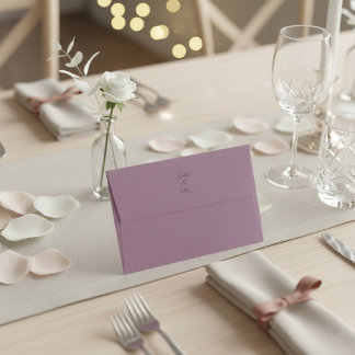 Minimalist Dusty Rose Purple Script Names Wedding Envelope