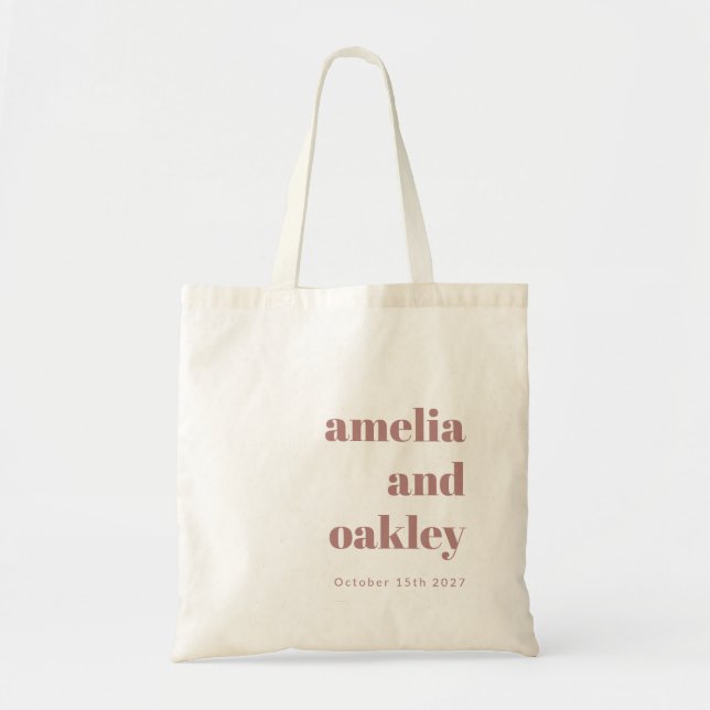 Minimalist Dusty Rose Retro Custom Welcome Wedding Tote Bag (Front)