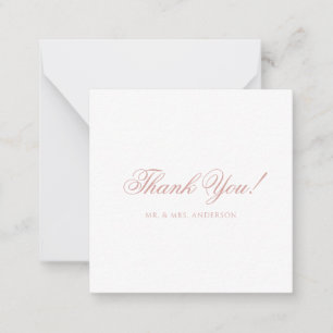 Minimalist Dusty Rose Script Wedding Thank You Card