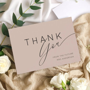 Minimalist Dusty Rose Thank You Bridal Shower Card