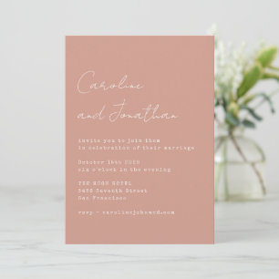 Minimalist Dusty Rose Typewriter Script Typography Invitation