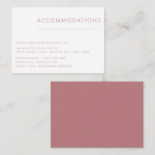 Minimalist Dusty Rose Wedding Accommodations Enclosure Card