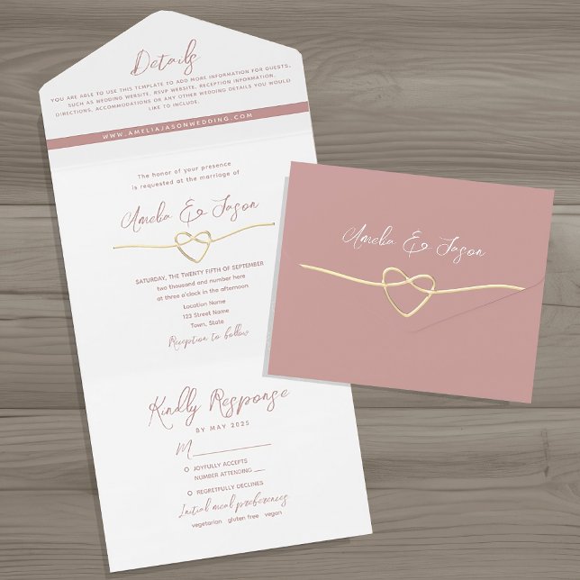 Minimalist Dusty Rose Wedding All In One Invitation (Creator Uploaded)