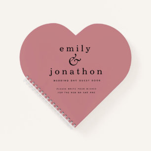 Minimalist Dusty Rose Wedding Heart Guest Book