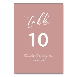 Minimalist Dusty Rose Wedding Table Number