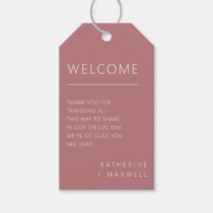 Minimalist Dusty Rose Wedding Welcome Bag Gift Tags