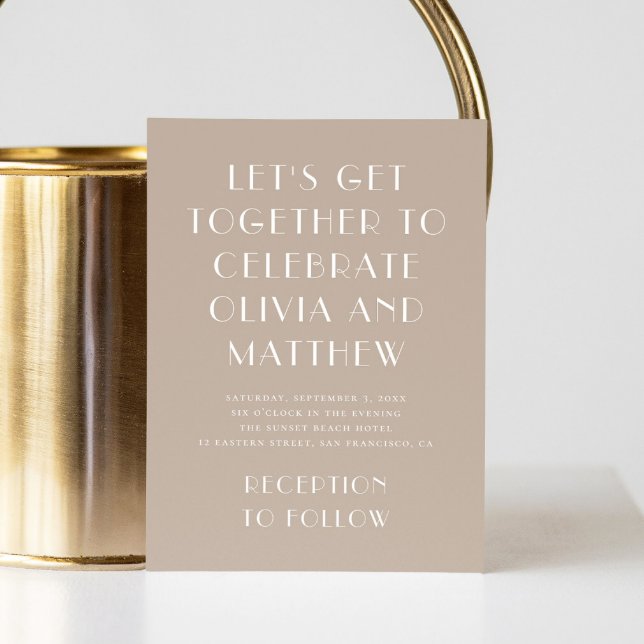 Minimalist Dusty Taupe Wedding. Neutral Photo & QR Invitation (Creator Uploaded)