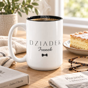 Minimalist Dziadek [Name] Two-Tone Coffee Mug