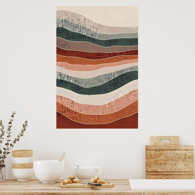 Minimalist Earth Tone Landscape Poster (Kitchen)