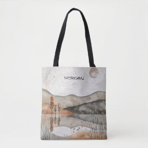 Minimalist Earth-Tone Landscape Tote Bag