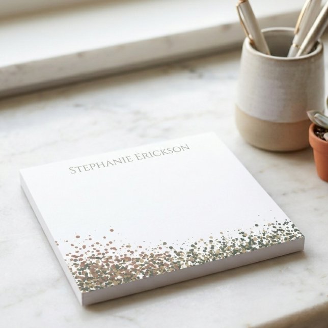 Minimalist Earth Tone Paint Splatter Art Notepad (Chic earth-tone paint splatter notepad—a perfect, portable gift for your busy daily notes.)