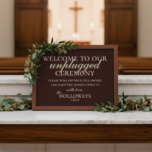 Minimalist Earth Tone Unplugged Wedding Ceremony Poster