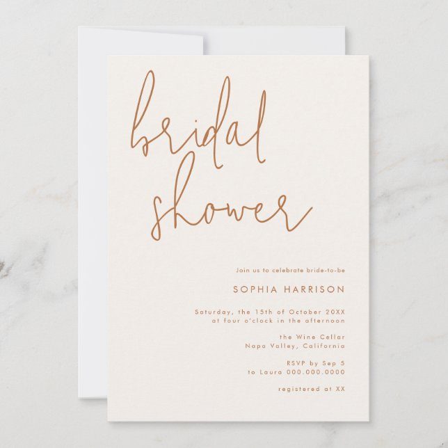 Minimalist Earthy Bridal Shower Invitation (Front)
