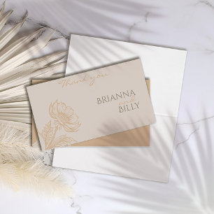 Minimalist Earthy Floral Wedding Thank You Card