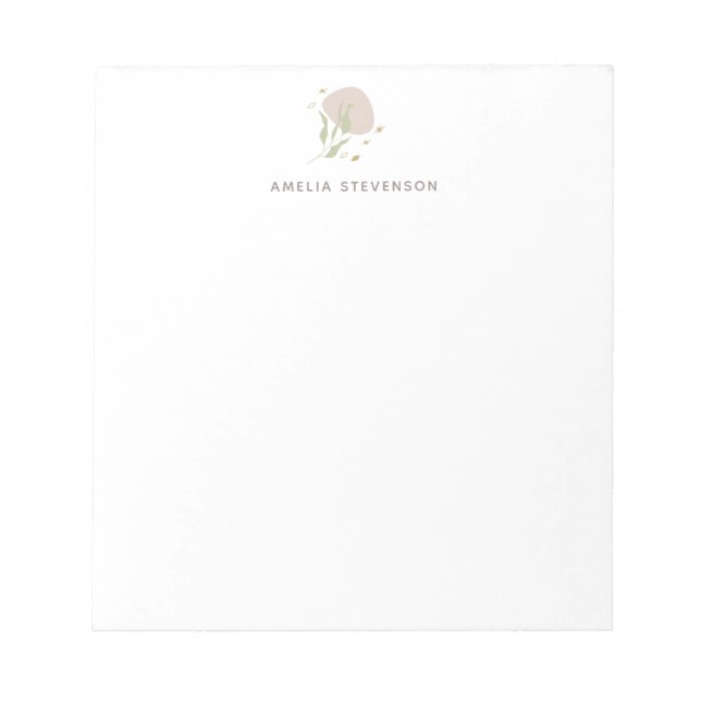 Minimalist Earthy Pastel Botanicals Personalised  Notepad (Front)