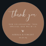 Minimalist Earthy Rust Wedding Thank You Classic Round Sticker<br><div class="desc">Minimalist Earthy Rust,  wedding thank you favour stickers.</div>