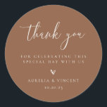 Minimalist Earthy Rust Wedding Thank You Classic Round Sticker<br><div class="desc">Minimalist Earthy Rust,  wedding thank you favour stickers.</div>