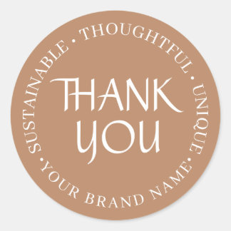 Minimalist Earthy Thank You For Customer Business Classic Round Sticker