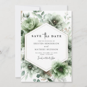 Minimalist Earthy Typography Sage Green Wedding Save The Date