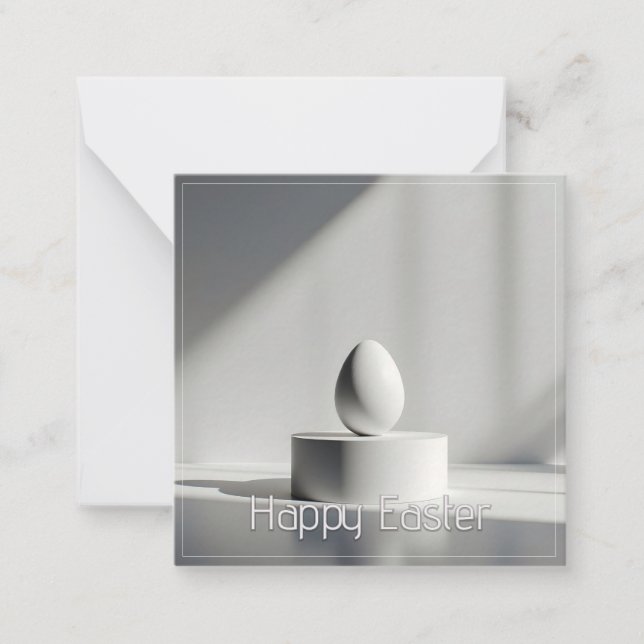 Minimalist Easter Egg on Modern Pedestal Card (Front)