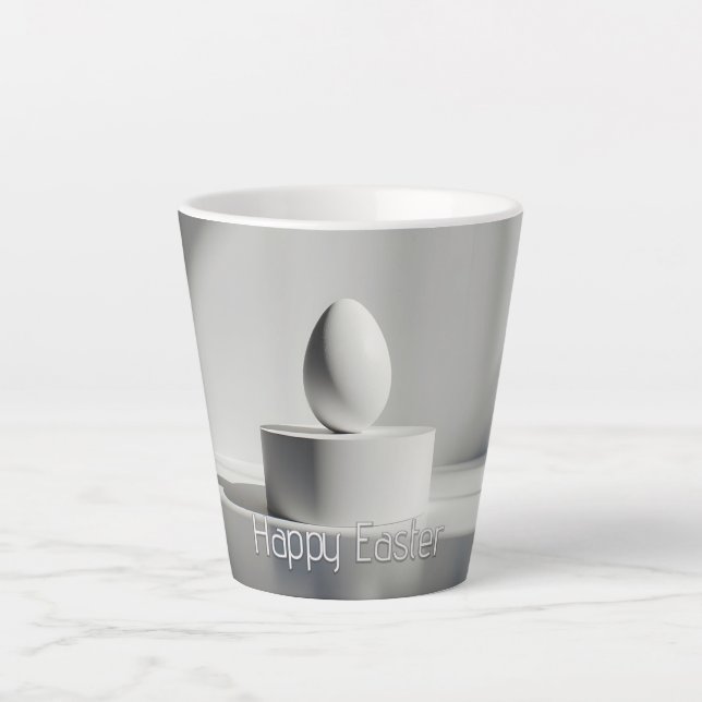 Minimalist Easter Egg on Modern Pedestal Latte Mug (Front)